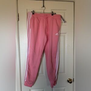 adidas Women Pink Sweatpants with White Side Stripes